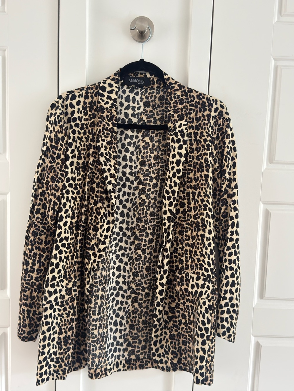 Marquise Leopard Print Open Blazer Jacket - Beige and Black